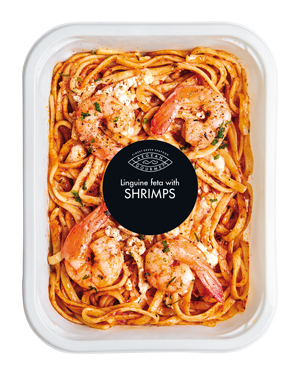 Linguine Feta with shrimps